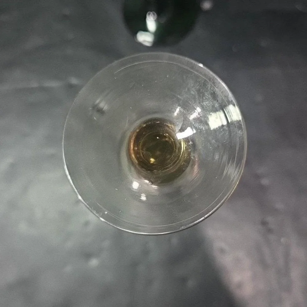 Etched Leaves Cordial Glasses, Set of 2, Vintage Green‎ & Yellow Stem Stemware